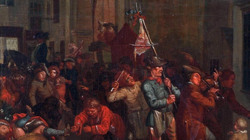 Nathaniel Grogan's Whipping the Herring out of Town – A Scene of Cork (circa 1800). Image: Crawford Art Gallery Collection