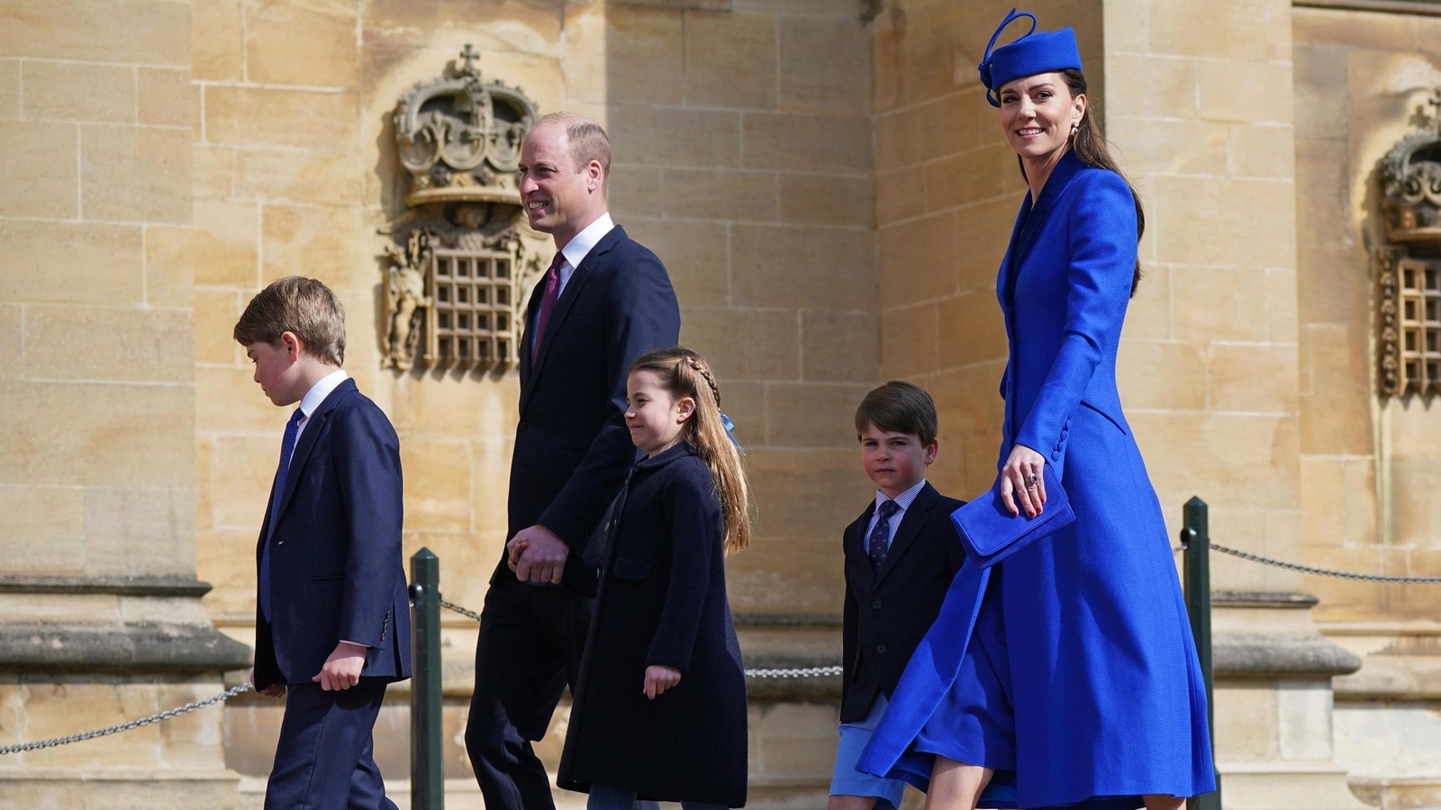 Kate Middleton's Emmy London Natasha clutch bag in cobalt blue