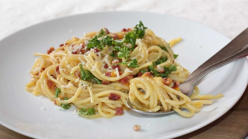 Jolene and Lily Mae's carbonara: Today