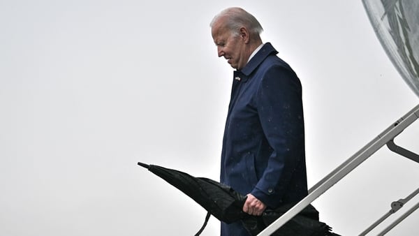 Joe Biden stepping off Air Force One at Dublin Airport