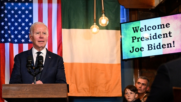Joe Biden made a speech in front of his distant relatives and other guests at The Windsor pub in Dundalk