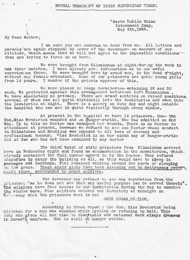 Nan Letter to mother from Jail May 5th 1923