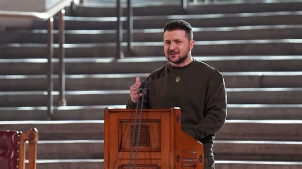 Ukrainian President, Volodymyr Zelenskyy addresses parliamentarians in Westminster Hall on February 8, 2023
