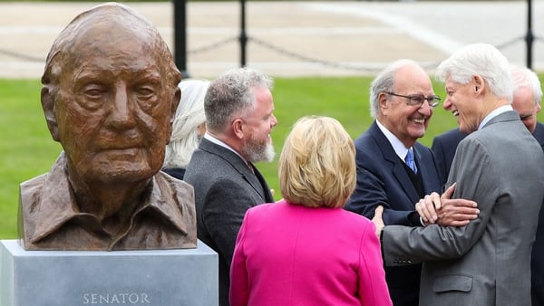 A bust of Mr Mitchell has been unveiled in the grounds of the university this afternoon