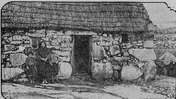 One-room hovel, mother and children where the potato and turf shortage is most keenly felt               Photo: The Victoria Daily Times, Canada, 28 February 1925 (Newspapers.com)