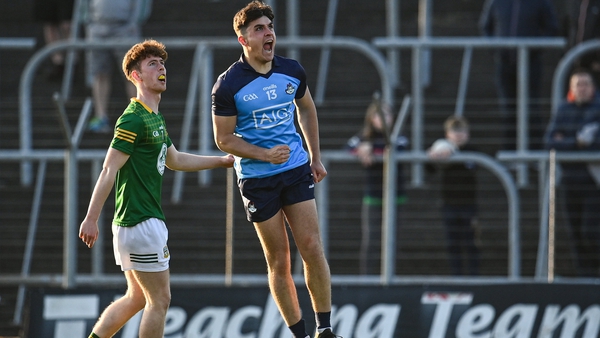 Ross Keogh celebrates kicking a point in Dublin's U20 Leinster semi-final win in Navan