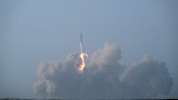 The SpaceX Starship lifts off from the launchpad during a flight test from Starbase in Boca Chica, Texas