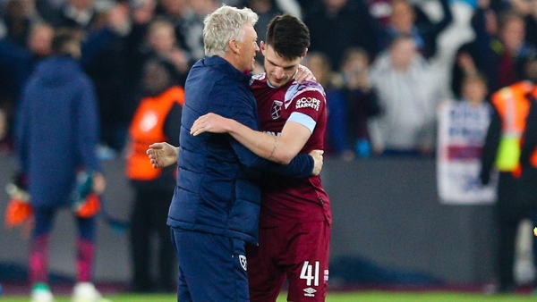 Moyes and Rice embrace after the win