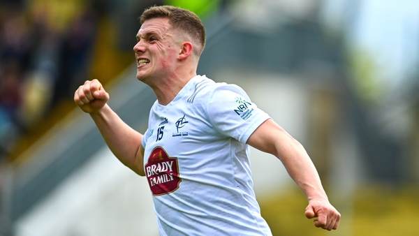 Paddy Woodgate celebrates his goal against Wicklow