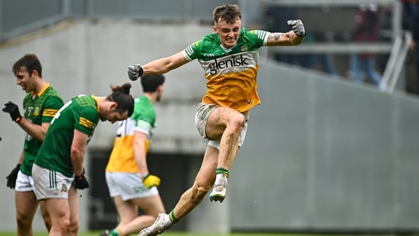 Jack McEvoy of Offaly celebrates at the final whistle