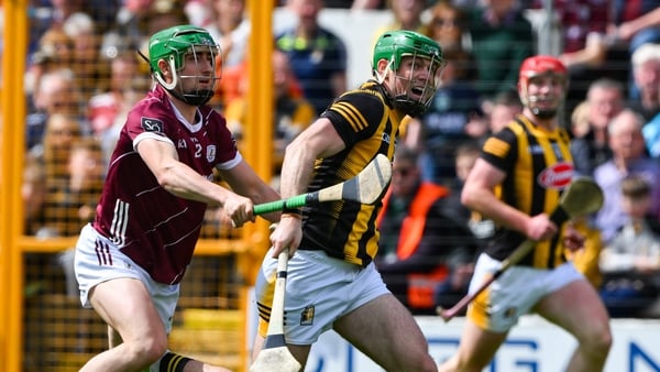 Eoin Cody of Kilkenny is tackled by Galway's Jack Grealish