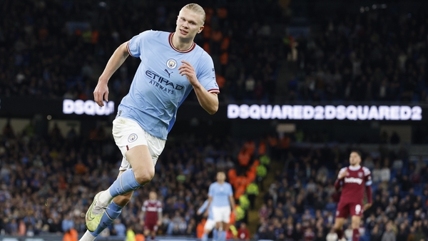 Erling Haaland turns away after that record-breaking goal