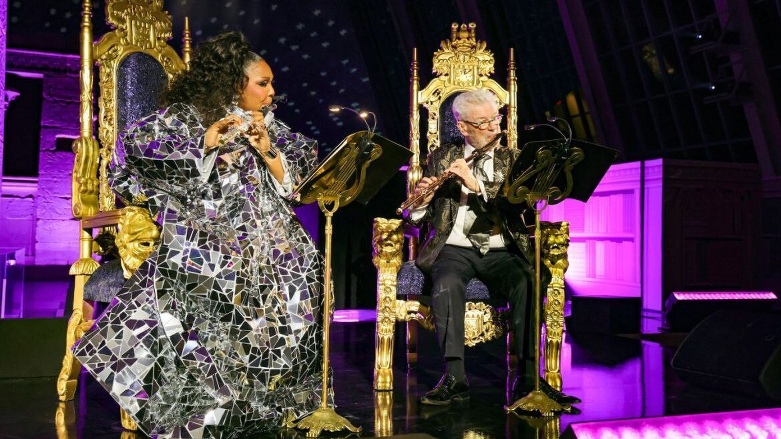 James Galway performs with Lizzo at Met Gala