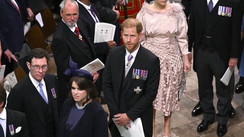 Prince Harry arriving at Westminister Abbey before the coronation