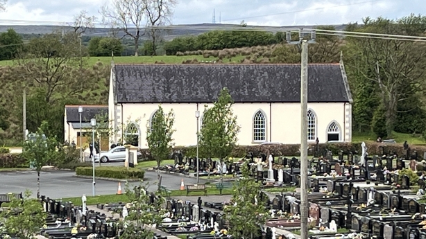 Officers sealed off the grounds of St Mary's Church in Drumragh to carry out a search this morning
