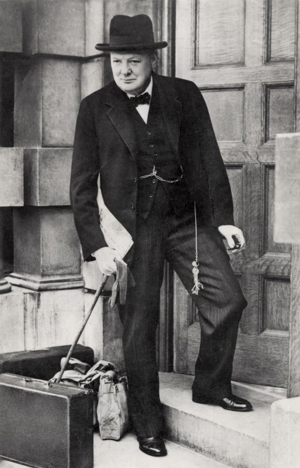 Black and white photo of Winston Churchill