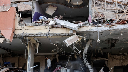 A damaged building after an Israeli airstrike in Gaza City