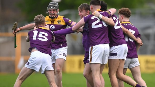 Wexford players celebrate at the final whistle