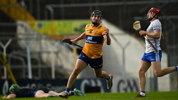 Ian Galvin of Clare celebrates after scoring his side's first goal