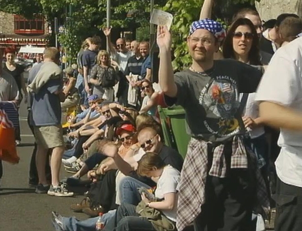 Bruce Springsteen Fans queuing outside the RDS, 2003