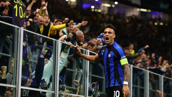 Lautaro Martinez of FC Internazionale celebrates scoring
