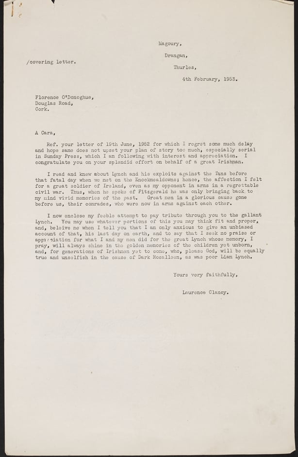Laurence Clancy on the death of Liam Lynch courtesy of the National Library of Ireland