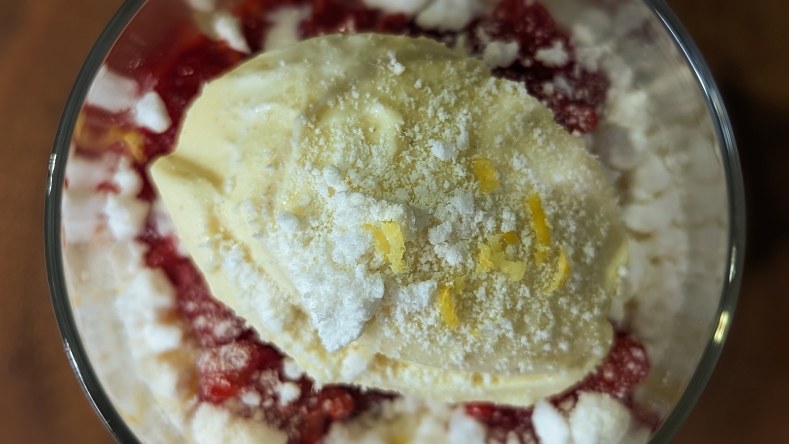 Mag's lemon yogurt ice cream with panna cotta