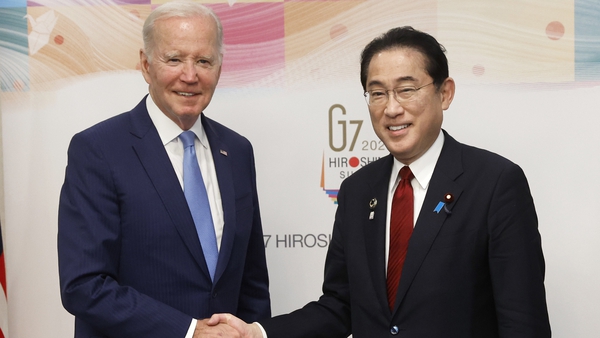 US President Joe Biden, left, and Fumio Kishida, Japan's prime minister, at the G7 meeting in Japan