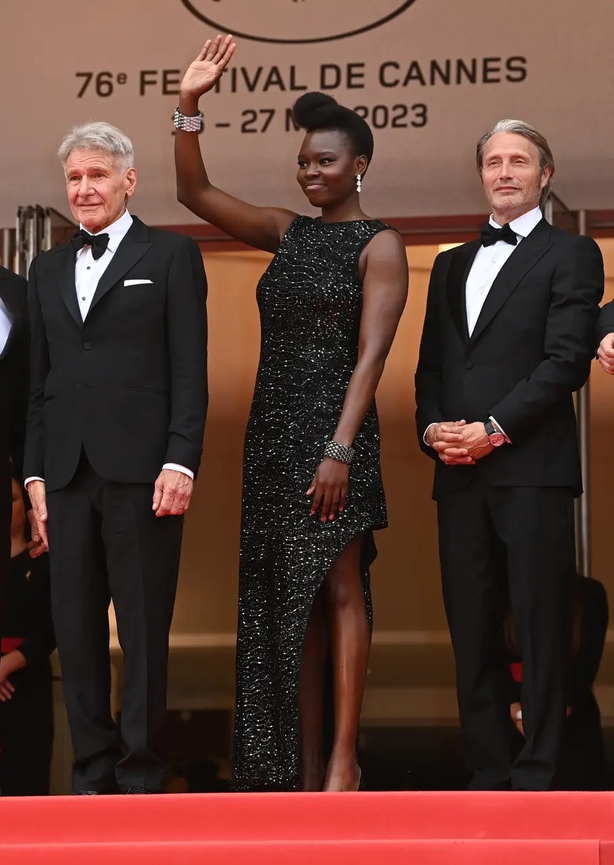 Harrison Ford, Shaunette Renee Wilson and Mads Mikkelsen (Doug Peters/PA)