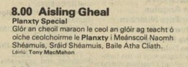RTÉ Guide Aisling Gheal listing