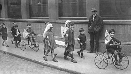 Children at play in Dublin in 1922 dressed up as members of the Red Cross. Photo: Independent News And Media/Getty Images