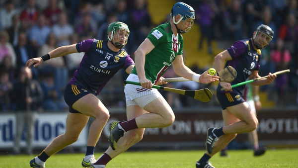 Tommy Doyle of Westmeath in action against Conor McDonald of Wexford during the Lake County's 4-18 to 2-22 win