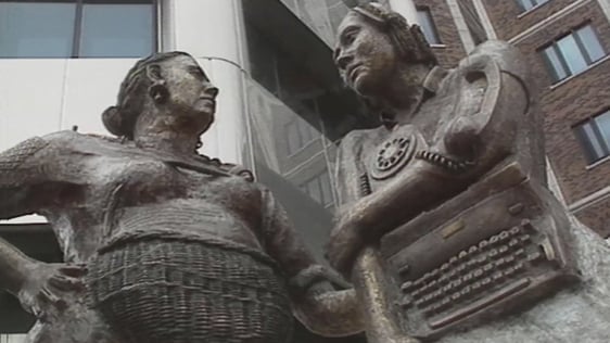 Louise Walsh's 'Monument to the Unknown Woman Worker' is unveiled in Belfast, 1993.
