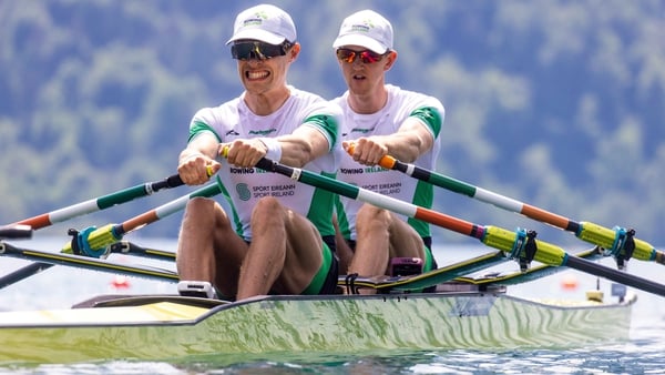 Fintan McCarthy (L) and Hugh Moore finished third in their semi-final