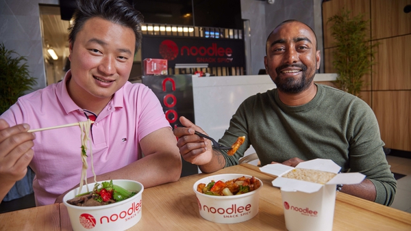 Noodlee owner Song Ye with Noodlee operations manager Sunny Islam