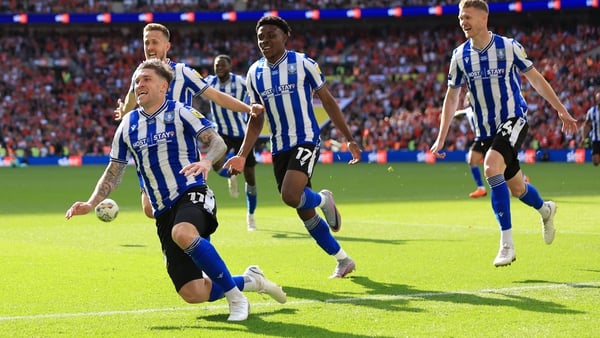 Josh Windass celebrates his goal which was essentially the final touch of the League One play-off final