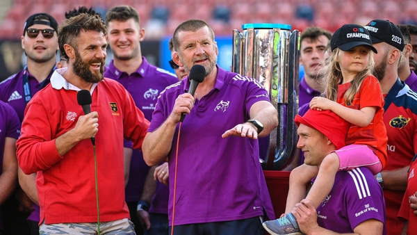 Rowntree (centre) was speaking at Munster's official homecoming at Thomond Park