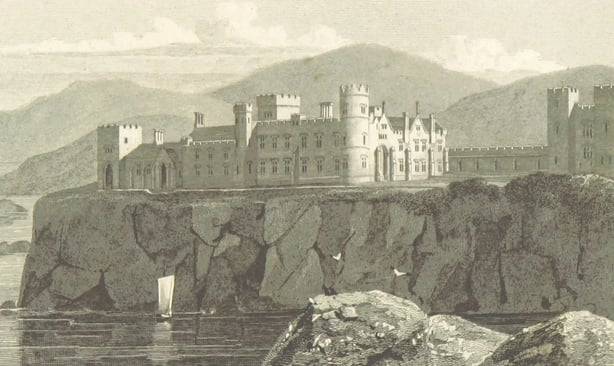 A romanticised view of Ballyheigue Castle, Co. Kerry, from 1818. Just over a century later, in May 1921, it was destroyed in an attack by republicans Photo: British Library