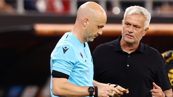 Jose Mourinho was among 13 players and officials booked by Anthony Taylor during the Europa League final