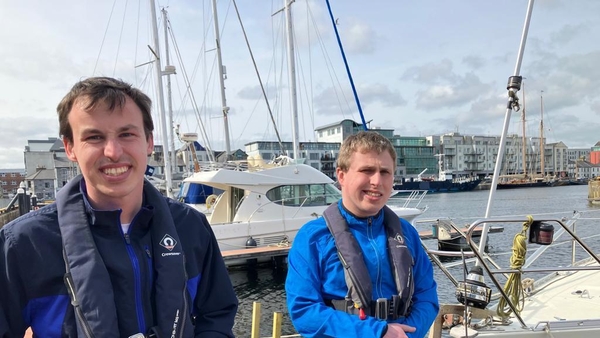 Non-verbal twins Eoin and Conor Dodd at Galway marina