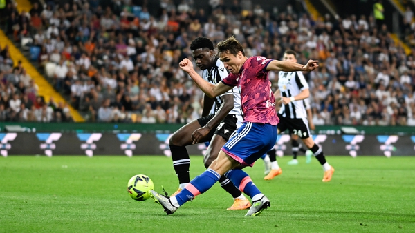 James Abankwah challenges Federico Chiesa during the end-of-season match