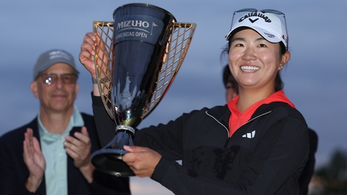 Rose Zhang celebrates her memorable win at the Mizuho Americas Open