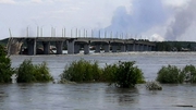 Flooding near the Antonovsky Bridge on the outskirts of Kherson following the dam blast