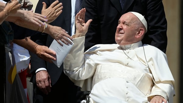 Pope Francis greeting pilgrims at St Peter's Square earlier this week