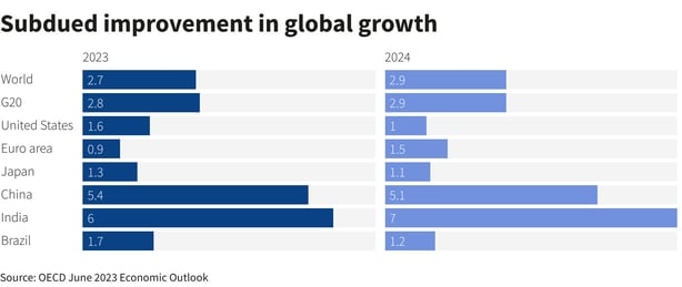 OECD sees limited growth pick-up as rate hikes weigh