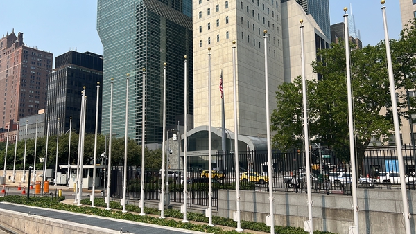 The flagpoles are bare at UN headquarters in New York