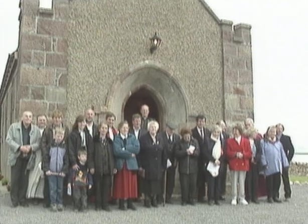 Inishbiggle community outside the Holy Trinity Church, 2003