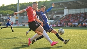 Ryan Graydon of Derry City in action against Bohs' Paddy Kirk