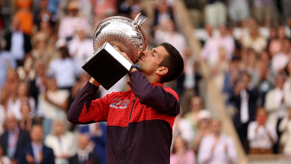 Novak Djokovic with the trophy in Roland Garros