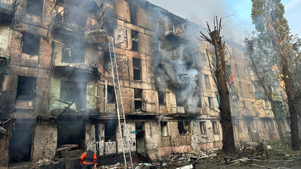 Officials said at least four people were killed in the apartment building in Kryvyi Rih